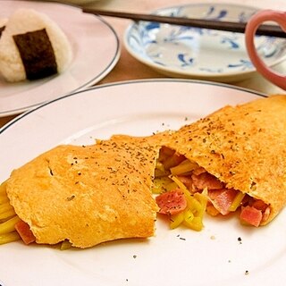 息子が作る！爽やかバジルでポテトベーコンオムレツ♪